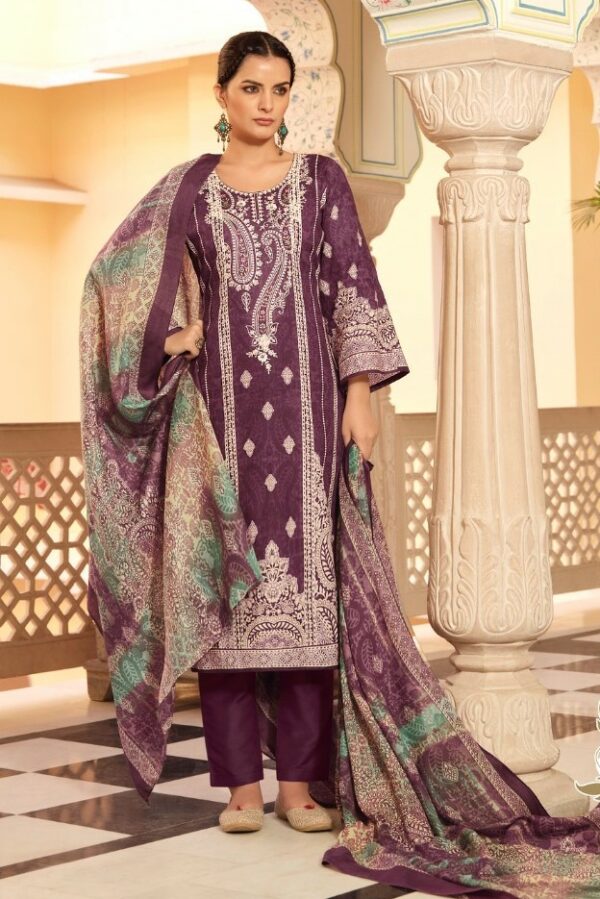 Belliza Naira 008 - Pure Cotton Printed With Embroidery Suit