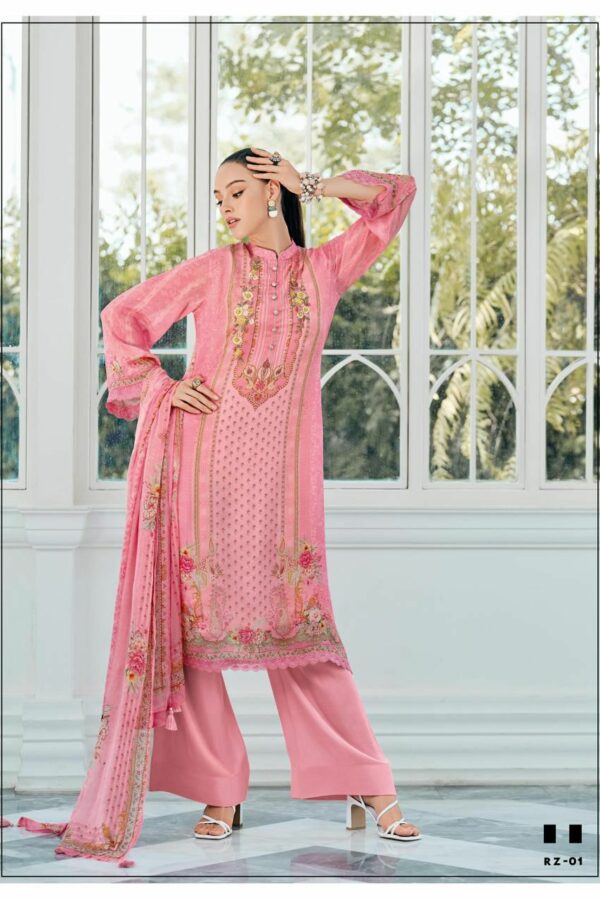 Varsha Rivaaz 05 - Premium Cotton Solid With Embroidery And Lace Suit
