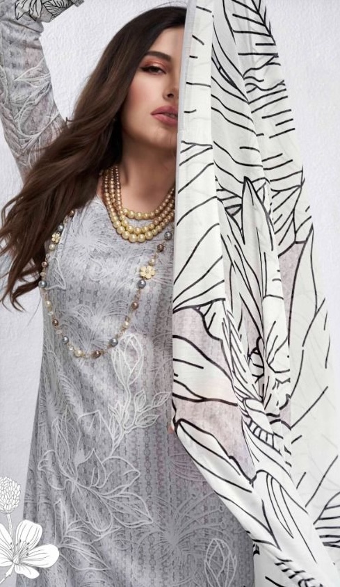 YesFab Isabella 1006 - Fine Cotton Satin Digitally Printed Suit