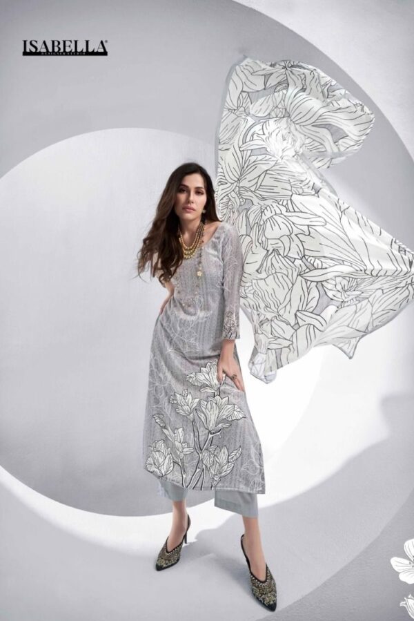 YesFab Isabella 1006 - Fine Cotton Satin Digitally Printed Suit