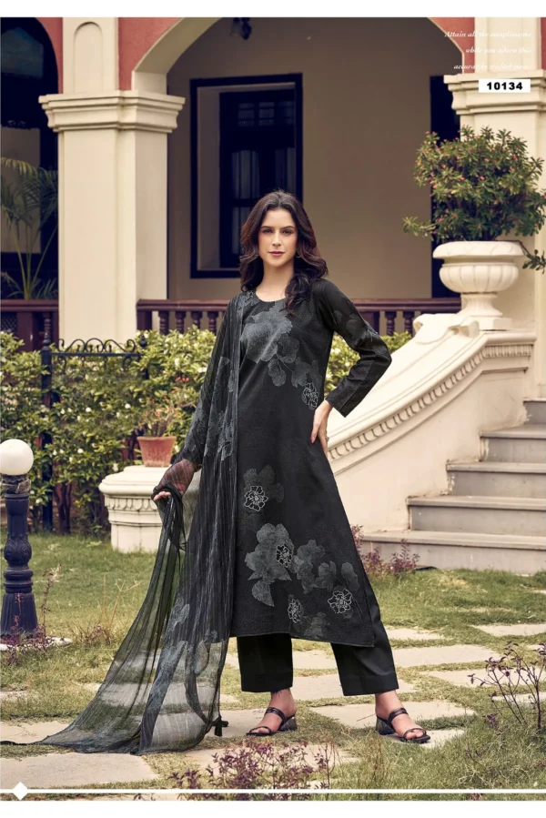 Sadhana Eclipse 10140 - Pure Linen With Eclipse Work And Digital Print Suit