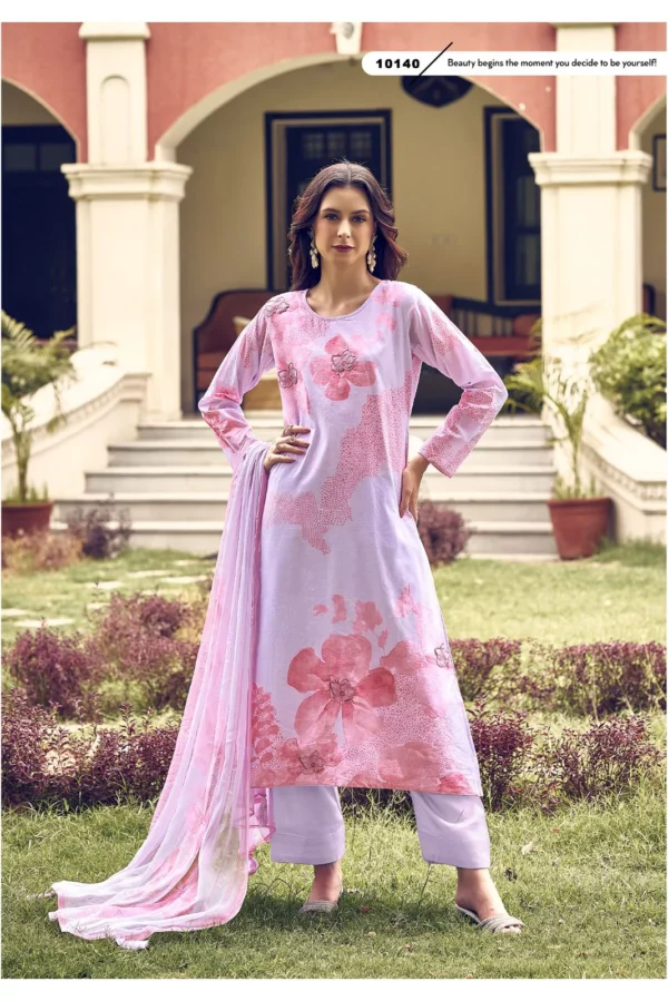 Sadhana Eclipse 10140 - Pure Linen With Eclipse Work And Digital Print Suit