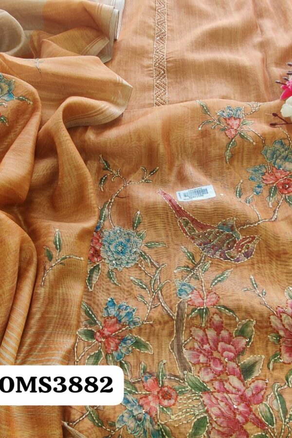 Beautiful Linen Silk With Kantha Work Embroidery Suit
