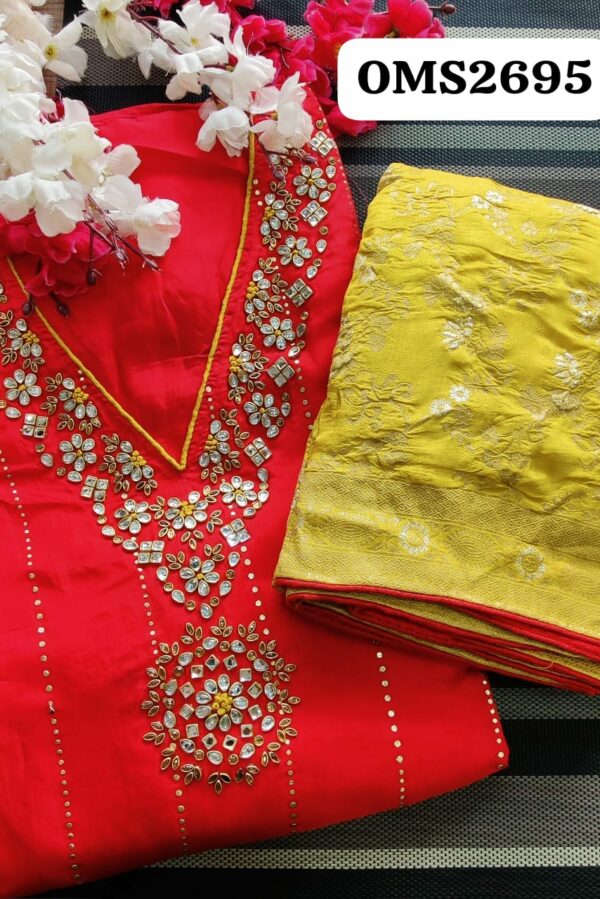 Beautiful Pure Upada Silk Kundan Work Suit