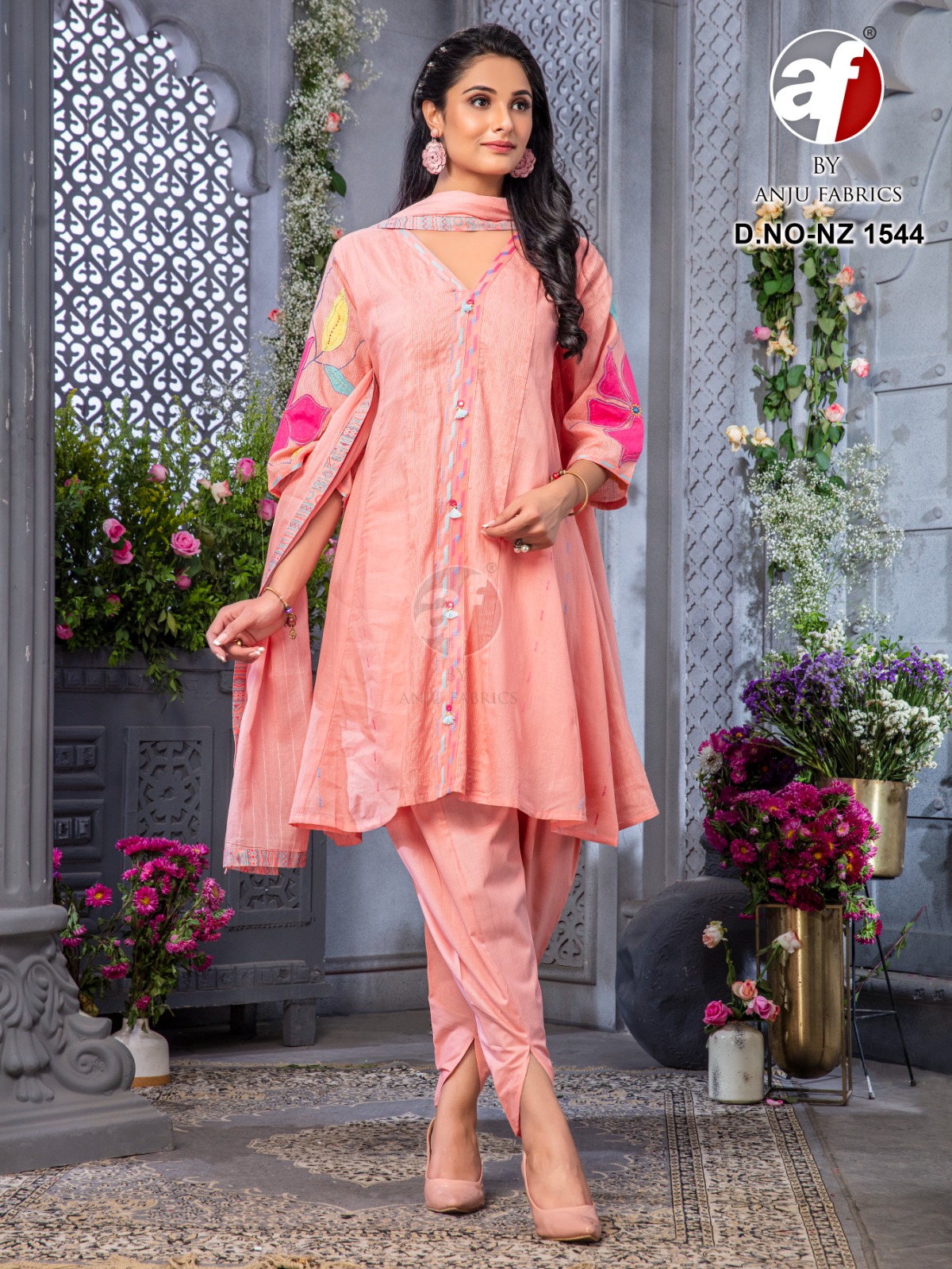 AF NZ Series 1550 - Pure Cotton With Self Weaving & Handwork Stitched Suit