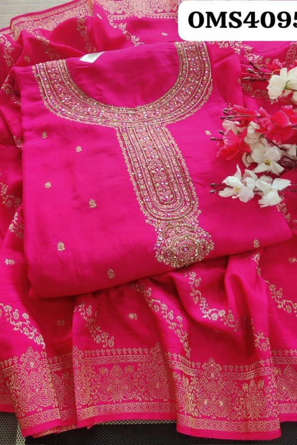 Beautiful Pure Upada Silk Hand Work Embroidery Suit