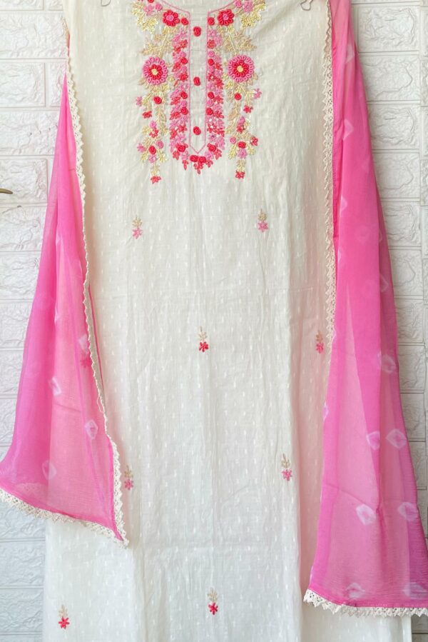 Pure Cotton Self Base With Beautiful Hand Embroidery Suit