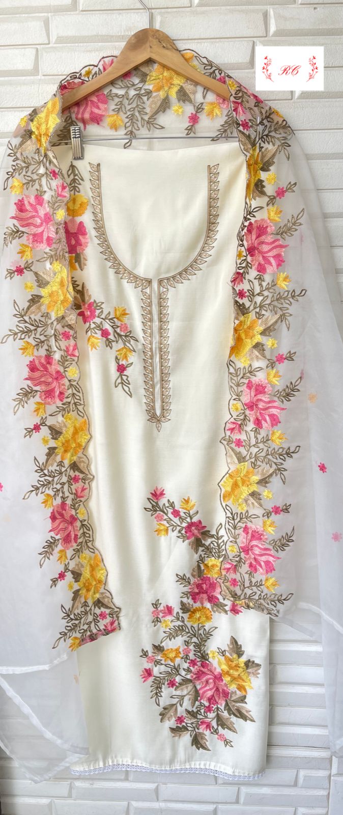Fine Cotton With Resham Embroidery & Crochet Lace Suit