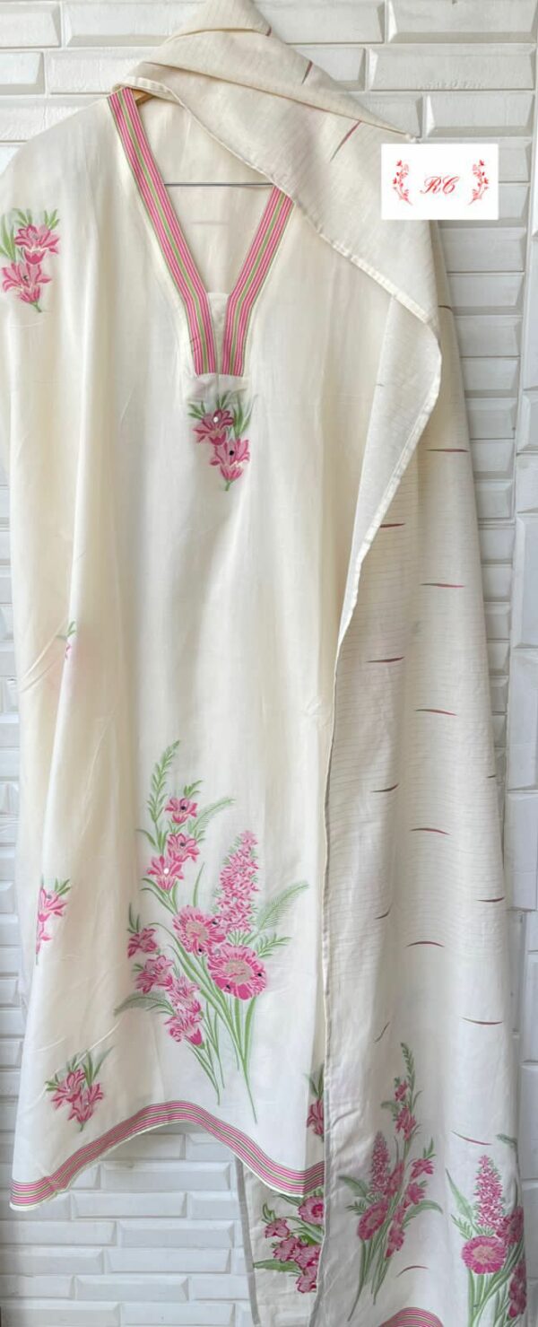 Fine Linen Cotton Self Resham Zari With Mirror Highlighting Suit