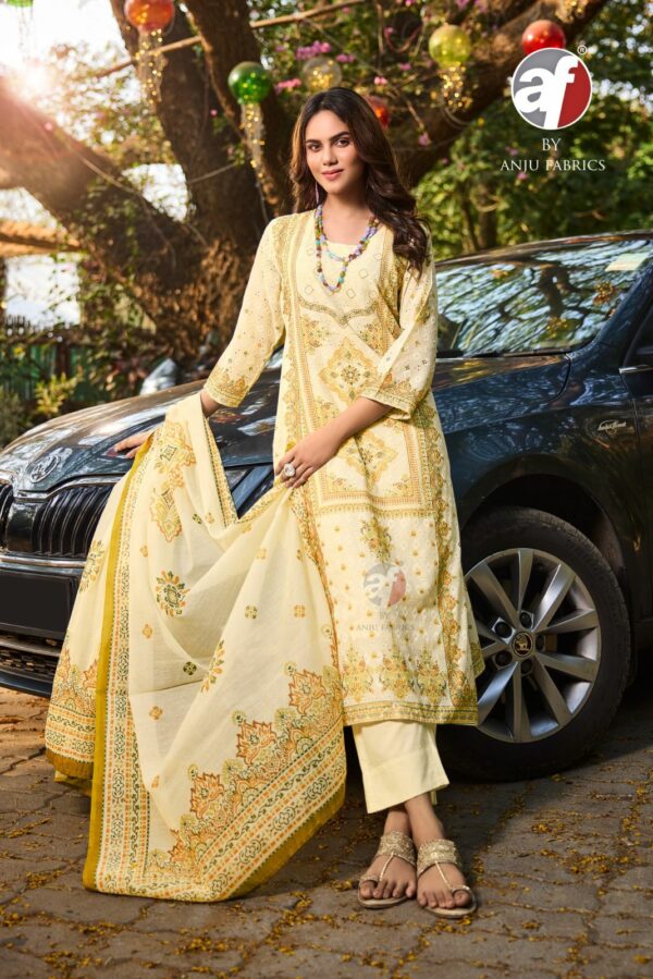 AF Flairs 3725 - Cotton Schiffli Work With Pakistani Print Stitched Suit