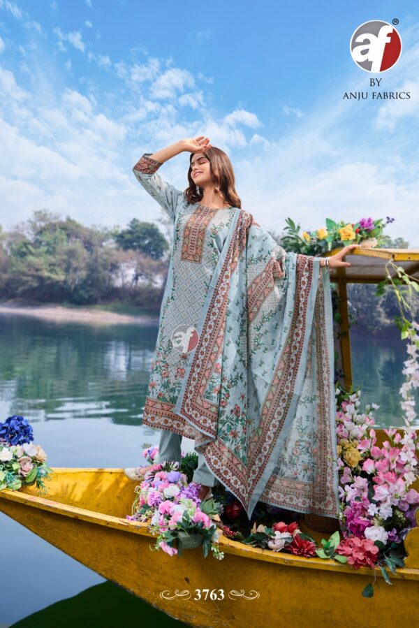 F Preety Petals 3766 - Linen Cotton With Digital Print & Handwork Stitched Suit