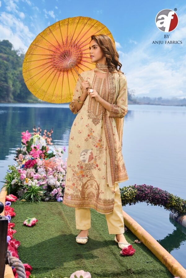 F Preety Petals 3766 - Linen Cotton With Digital Print & Handwork Stitched Suit
