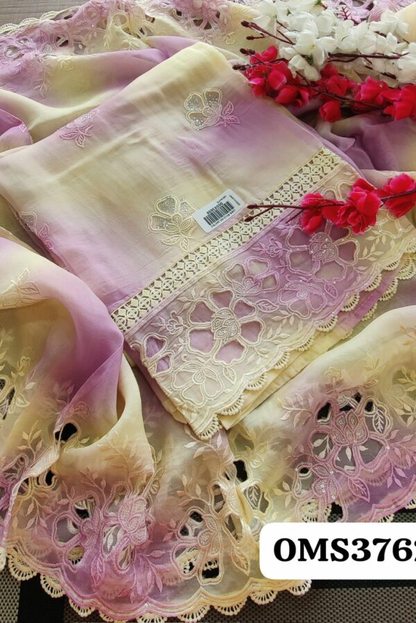 Beautiful Pure Organza Cutwork Embroidery Suit