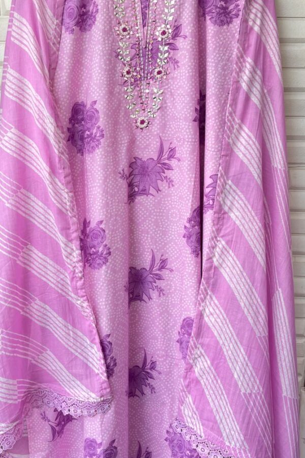 Pure Cotton Printed With Mirror & Resham Embroidery Suit