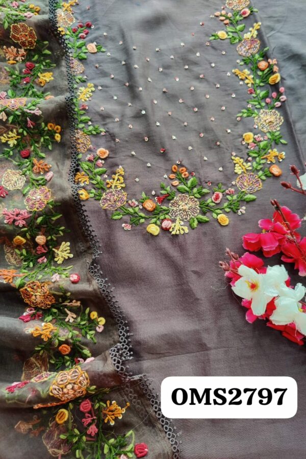 Beautiful Pure Chanderi Hand Work Embroidery Suit