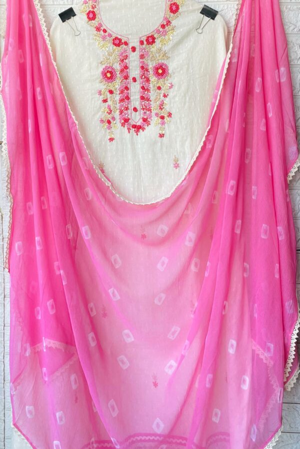 Pure Cotton Self Base With Beautiful Hand Embroidery Suit