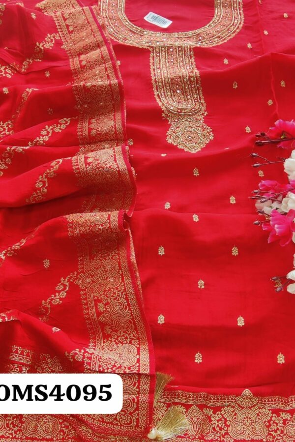 Beautiful Pure Upada Silk Hand Work Embroidery Suit