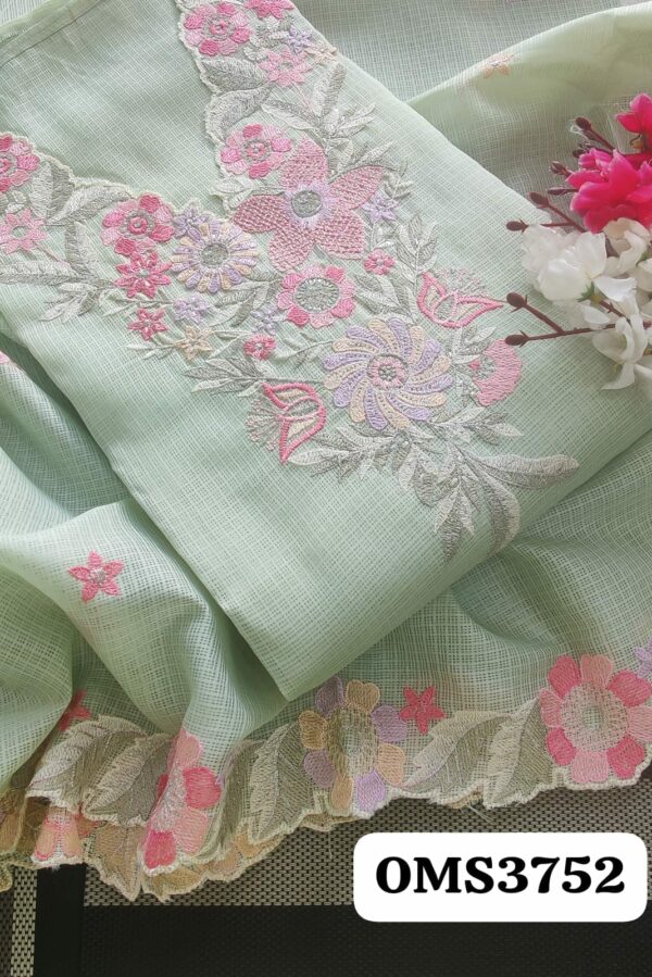 Beautiful kota Linen Parsi Embroidery Suit