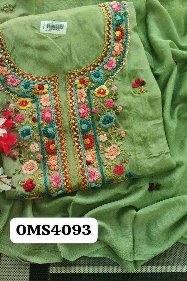 Beautiful Pure Chinnon Knot Work Embroidery Suit