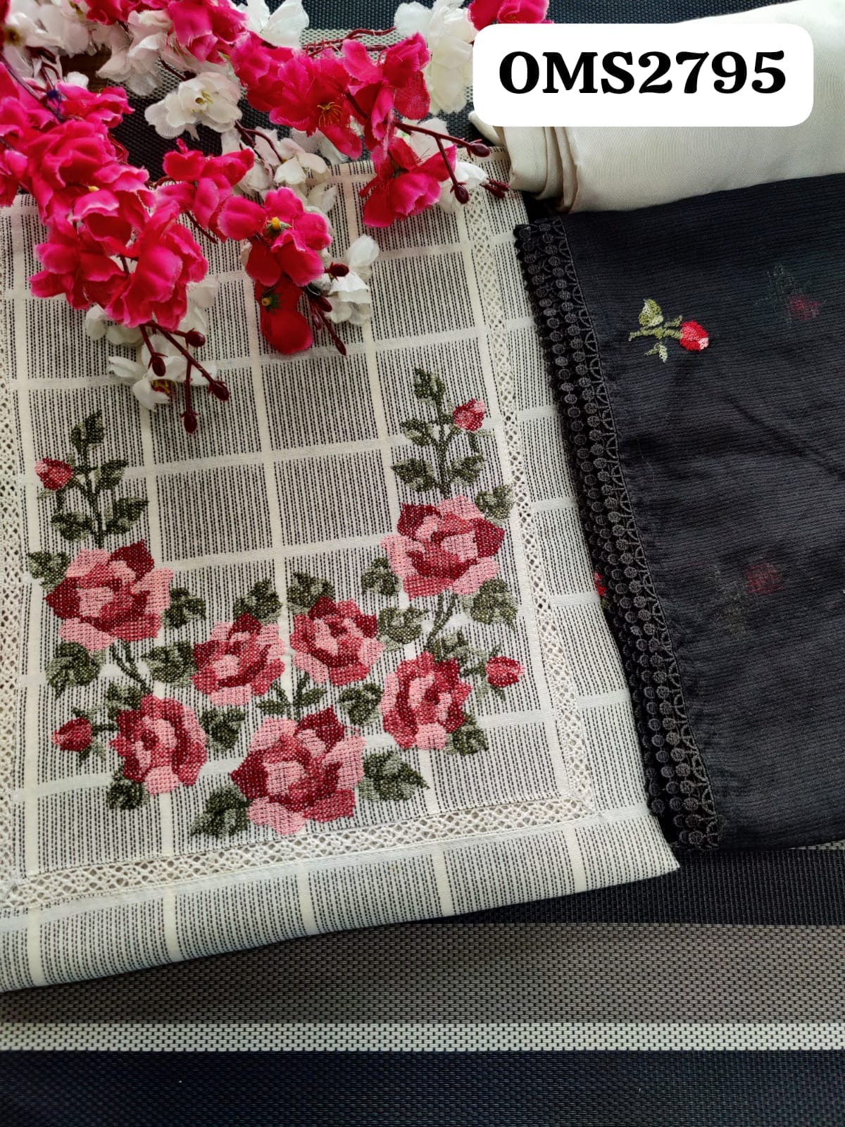 Beautiful Soft Cotton Silk Cross Stitch Embroidery Suit