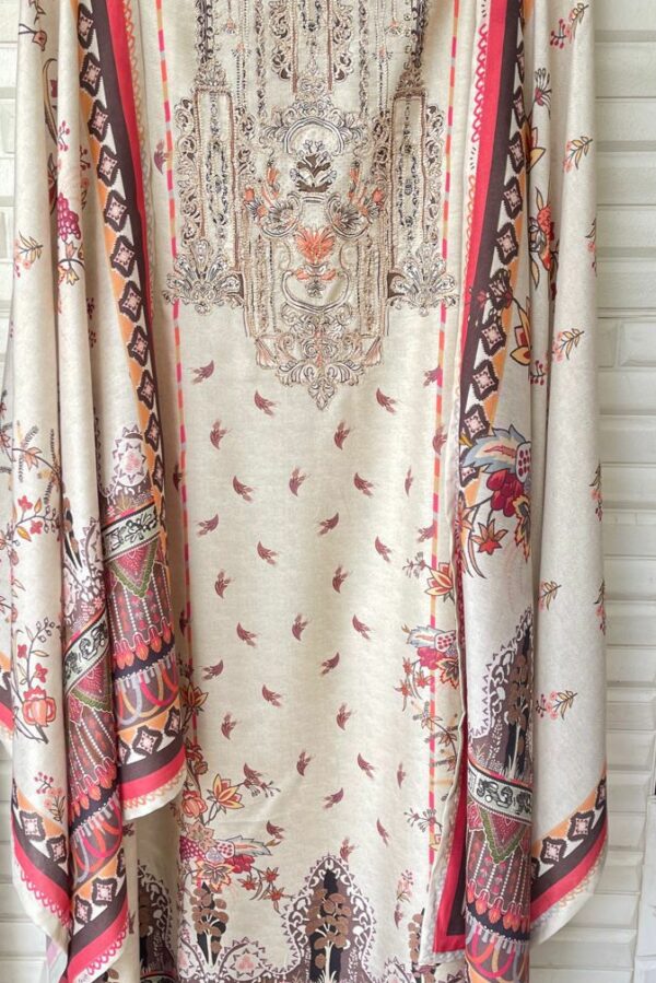 Muslin Printed With Zari Embroidery Suit