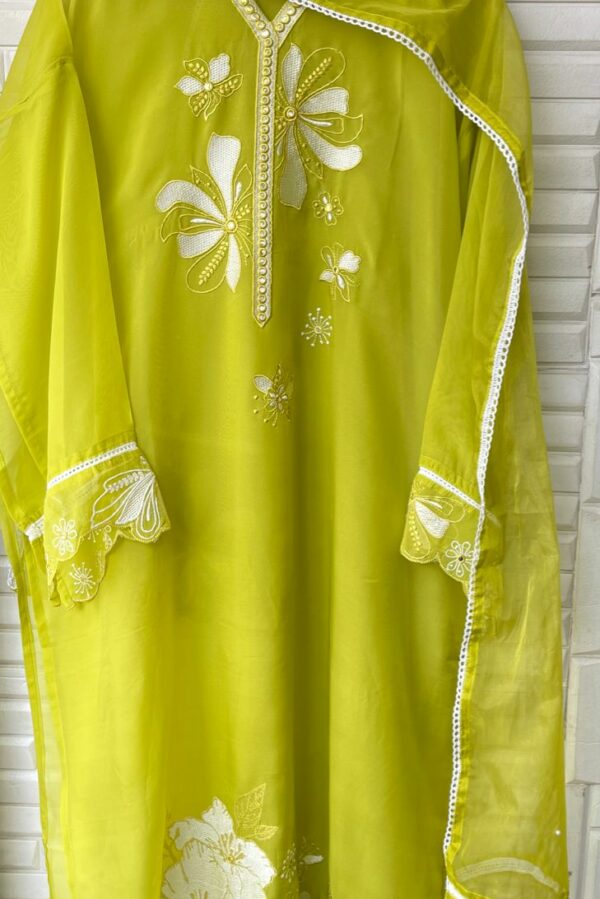 Organza With Mirror, Pathri & Resham Embroidery Suit