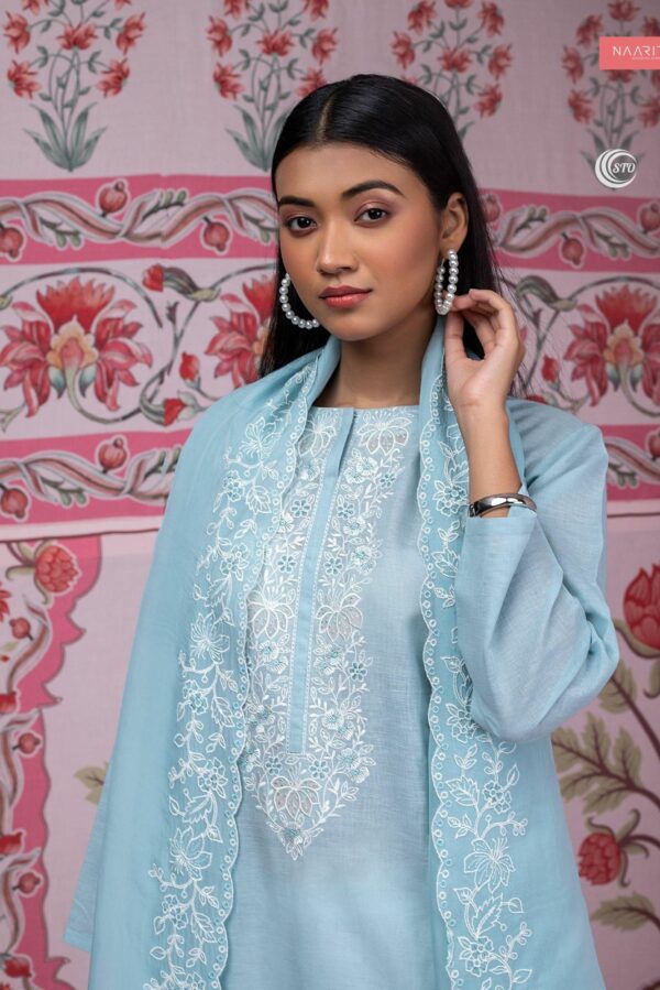 Naariti - Pure Linen Embroidered Suit