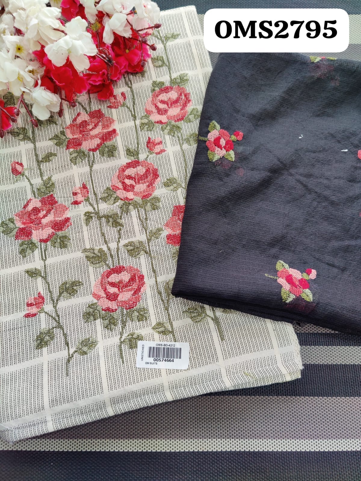 Beautiful Soft Cotton Silk Cross Stitch Embroidery Suit