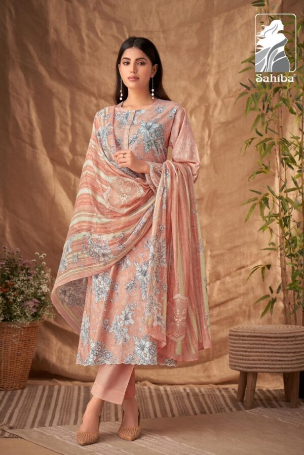 Sahiba Prisha 8492 - Pure Cotton Lawn Digital Print With Hand Work & Embroidery Suit