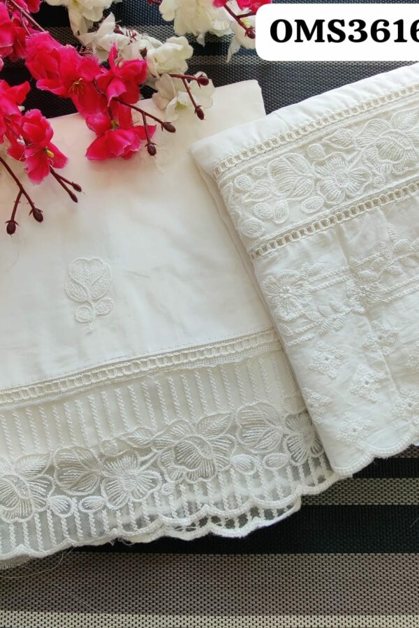 Beautiful Pure Cotton Floral Cutwork Embroidery Suit