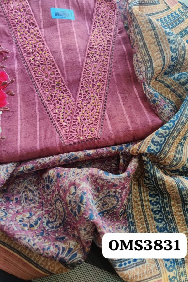 Pure Chanderi Silk Cutwork Embroidery Suit