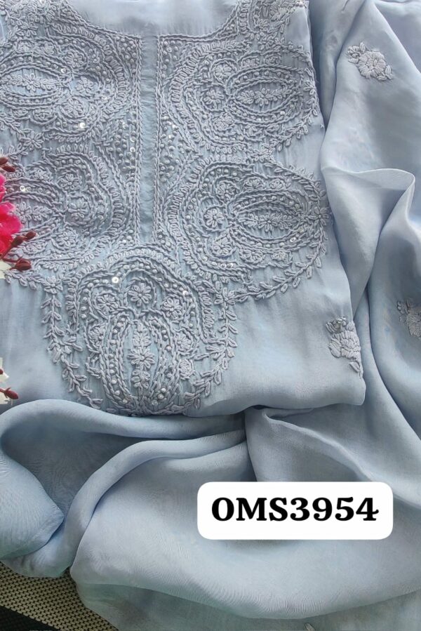 Beautiful Soft Organza Lucknowi Embroidery Suit