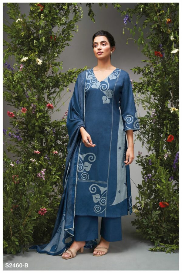 Ganga Dovie 2460C - Premium Cotton Printed With Hand Work & Embroidery Suit