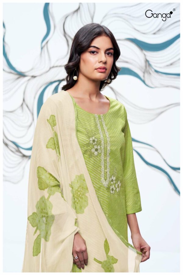 Ganga Maleah 2383D - Premium Cotton Printed With Embroidery And Lace Work Suit