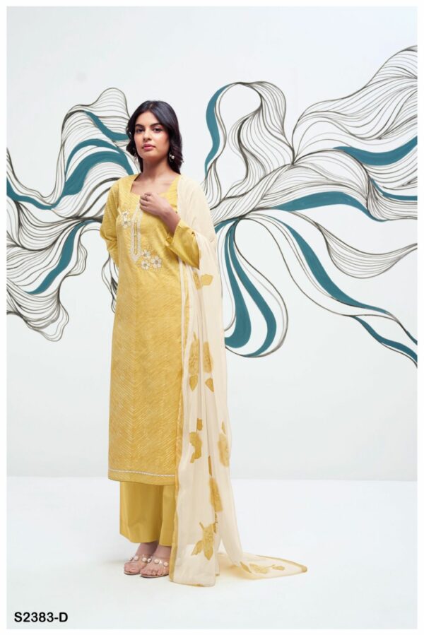 Ganga Maleah 2383D - Premium Cotton Printed With Embroidery And Lace Work Suit