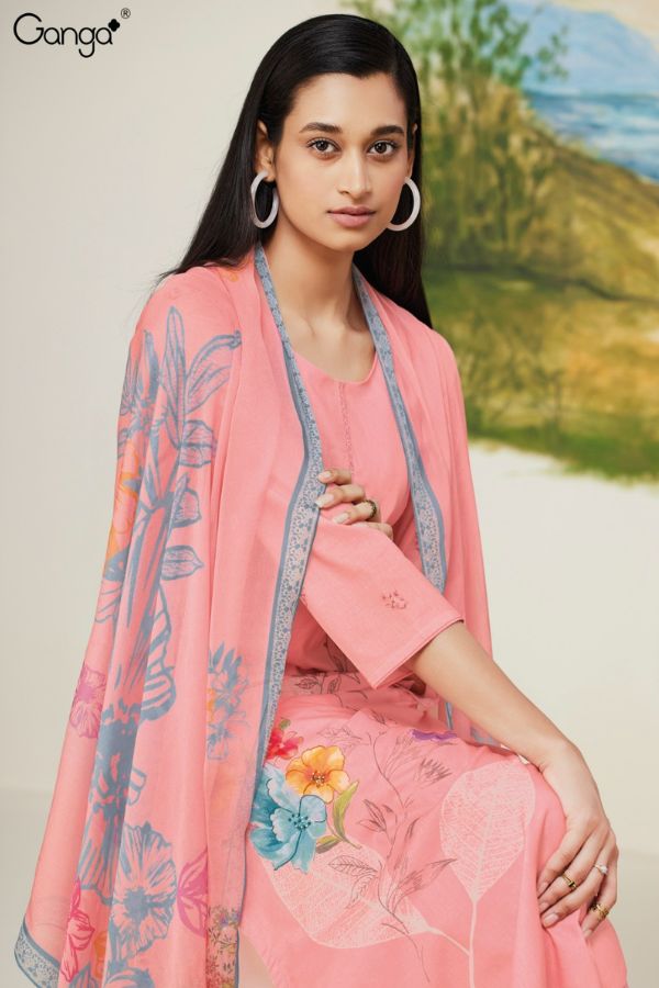 Ganga Rekha 1639A - Premium Cotton Printed With Embroidery And Handwork Suit