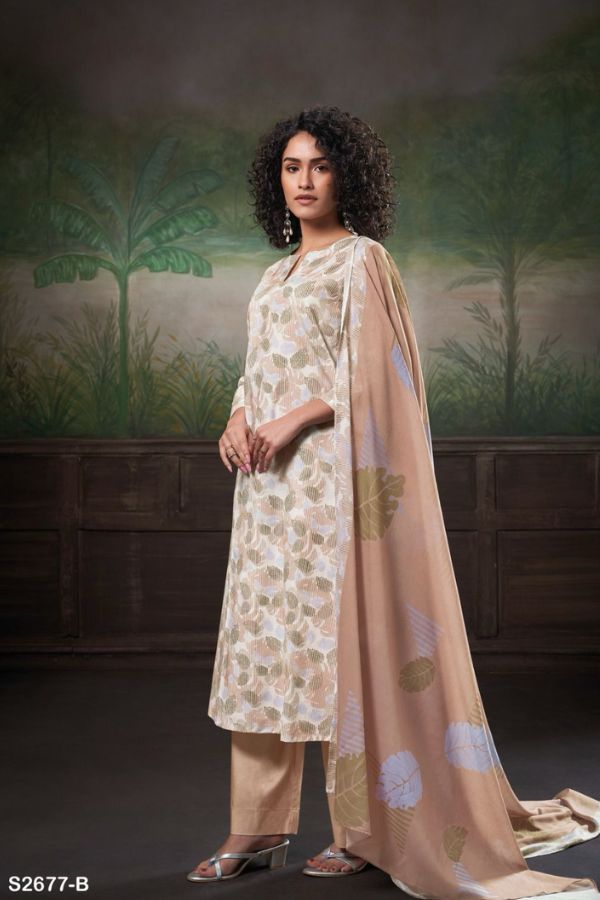 Ganga Ridha 2677D - Premium Cotton Printed Suit