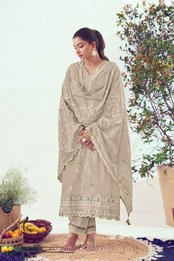 Jay Vijay Gulroz 9206 - Pure Cotton Hand Block Print With Handwork And Embroidery Suit