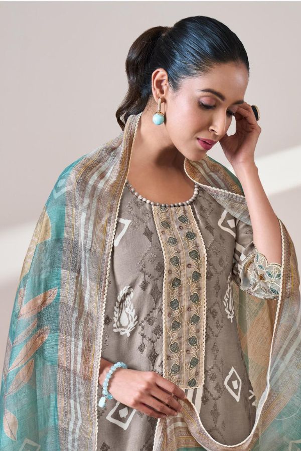 Jay Vijay New & Now 9068 - Pure Moga Silk With Embroidery And Batik Print With Handwork Suit
