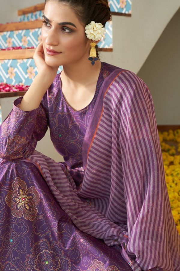 Rupali Kinaara 1004 - Cambric Printed With Aari Work & Gotta Mirror Work Suit