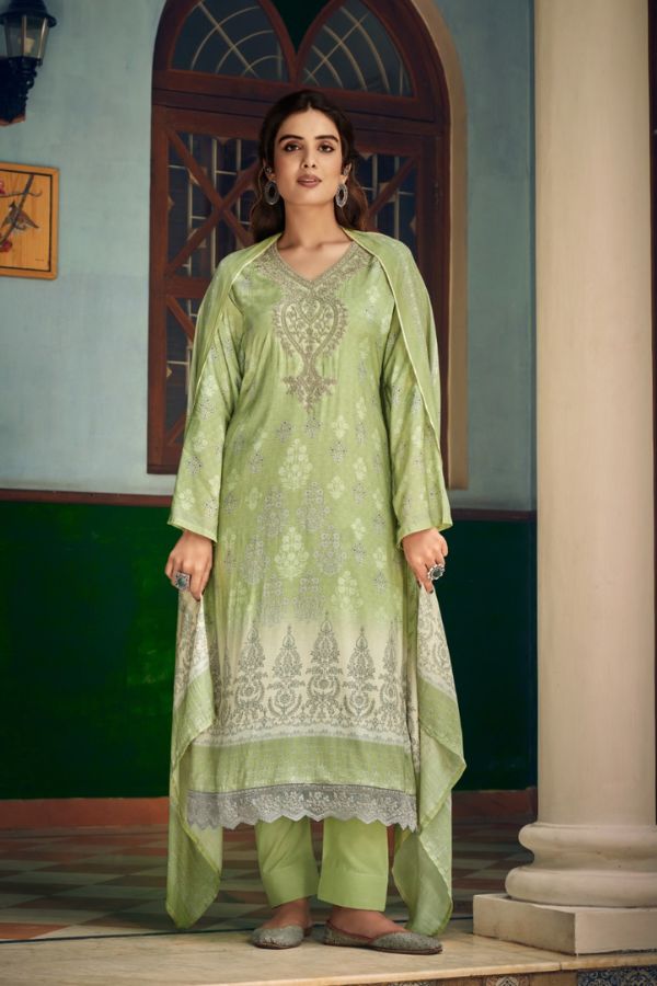 Rupali Orchid 1306 - Pure Muslin Digital Printed With Embroidery Suit