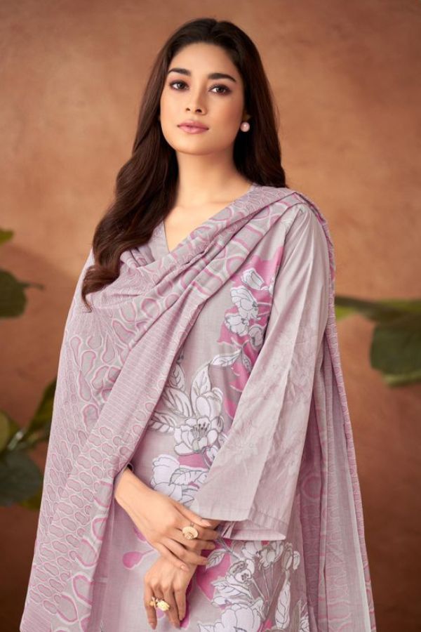 Sahiba Dhriti 4625 - Pure Cotton Lawn Digital Print With Thread And Organza Silk Embroidery Suit
