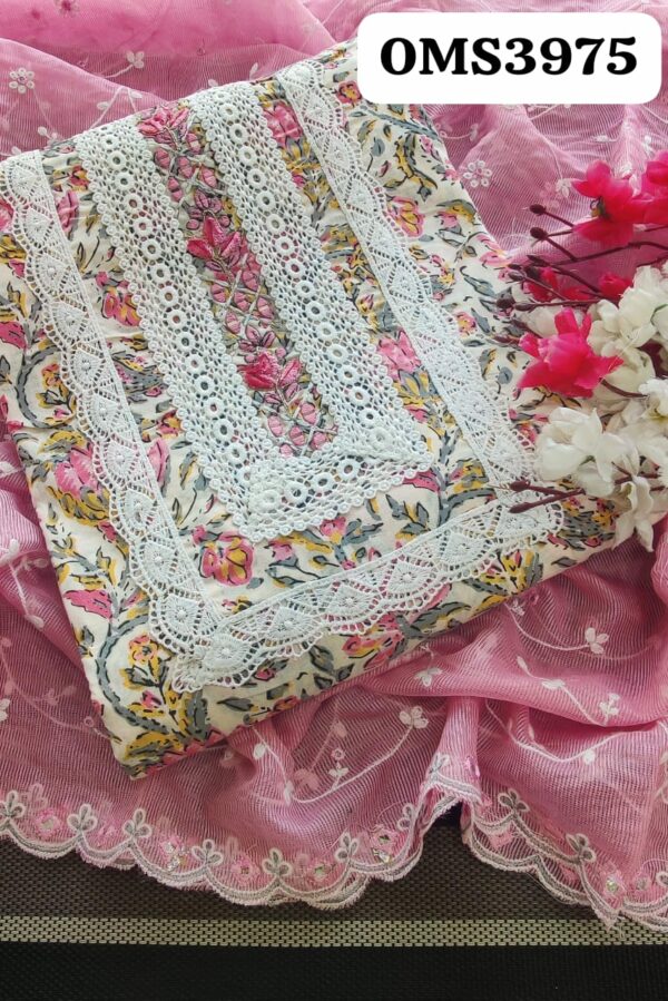 Beautiful Cotton With Lace Suit