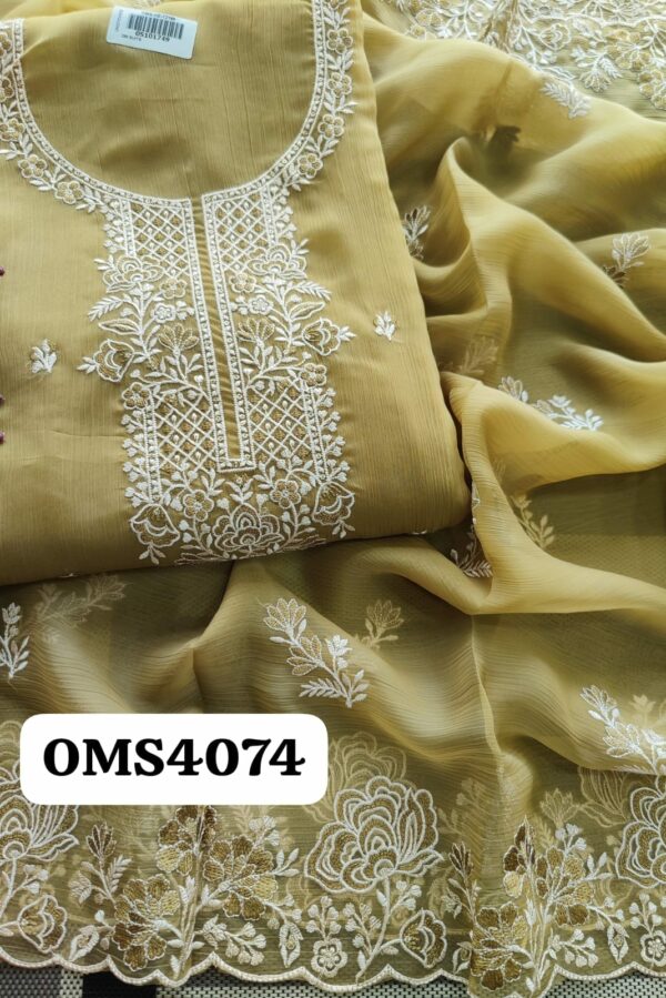 Beautiful Pure Organza Crush Embroidery Suit