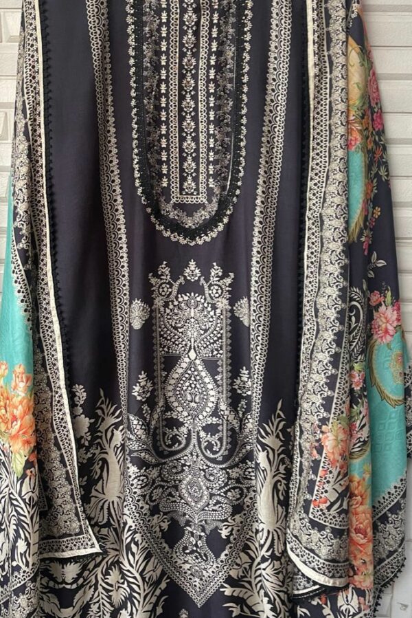 Muslin Printed Cotton With Swarovski Embroidery Suit