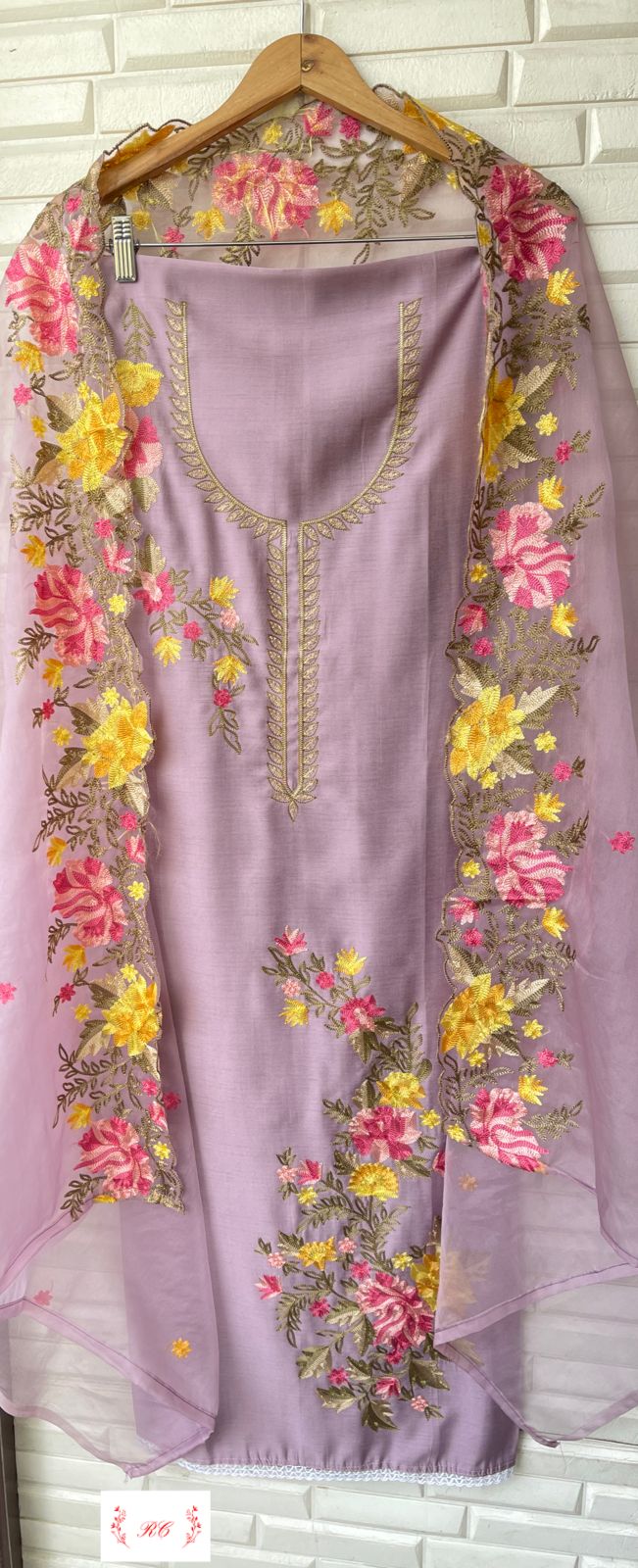 Fine Cotton With Resham Embroidery & Crochet Lace Suit
