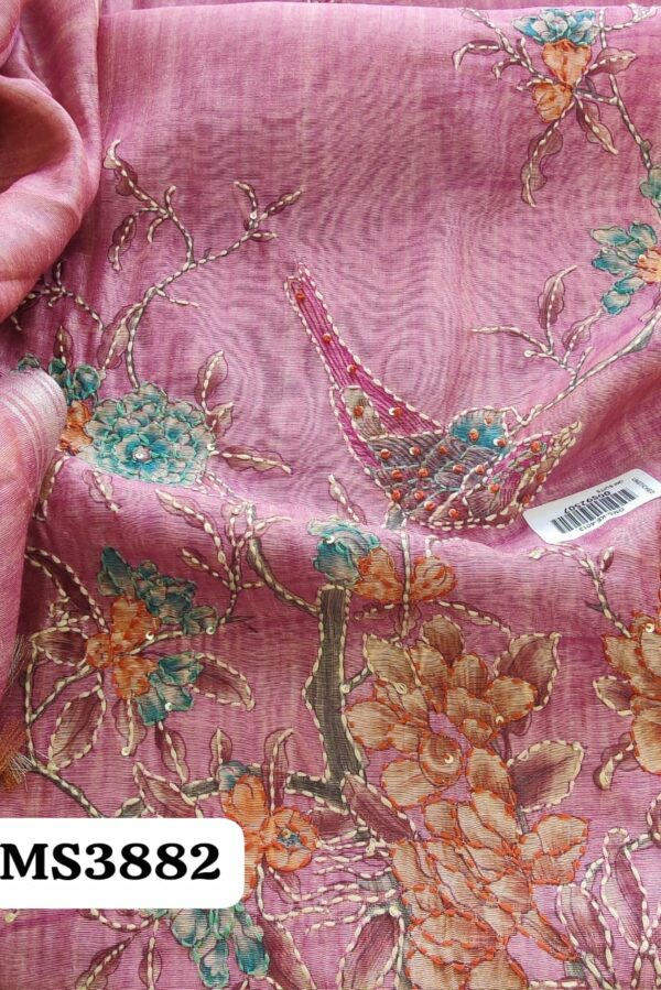 Beautiful Linen Silk With Kantha Work Embroidery Suit