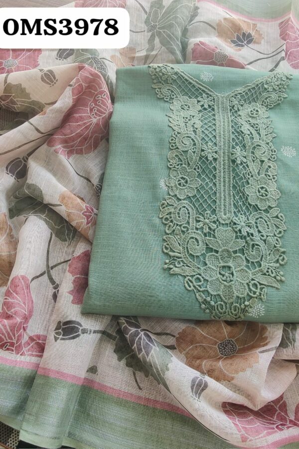 Beautiful linen Lace Work Suit