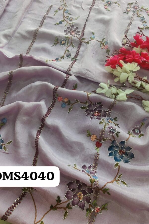 Beautiful Muslin Silk Hand Paint With Kantha Work Suit