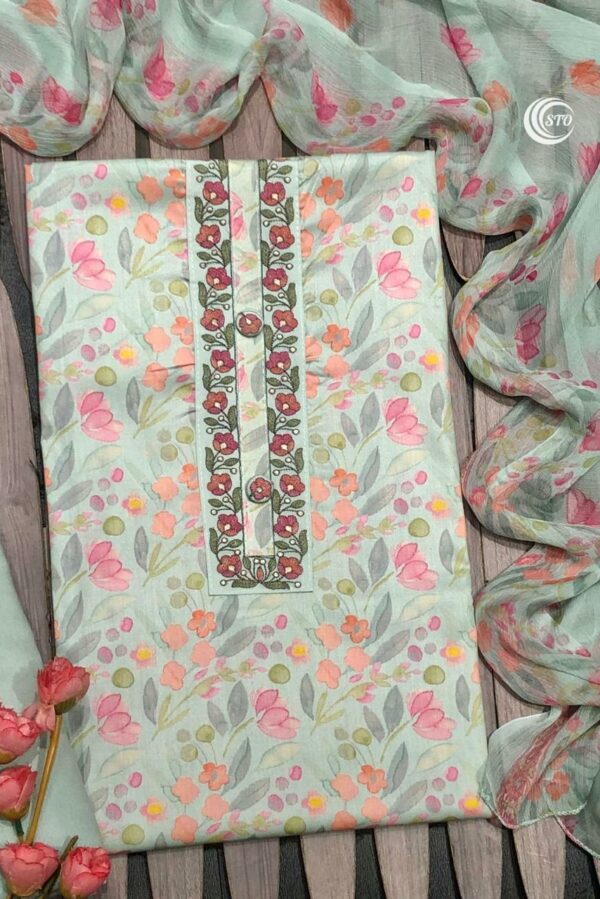 Cotton Printed With Embroidery Suit
